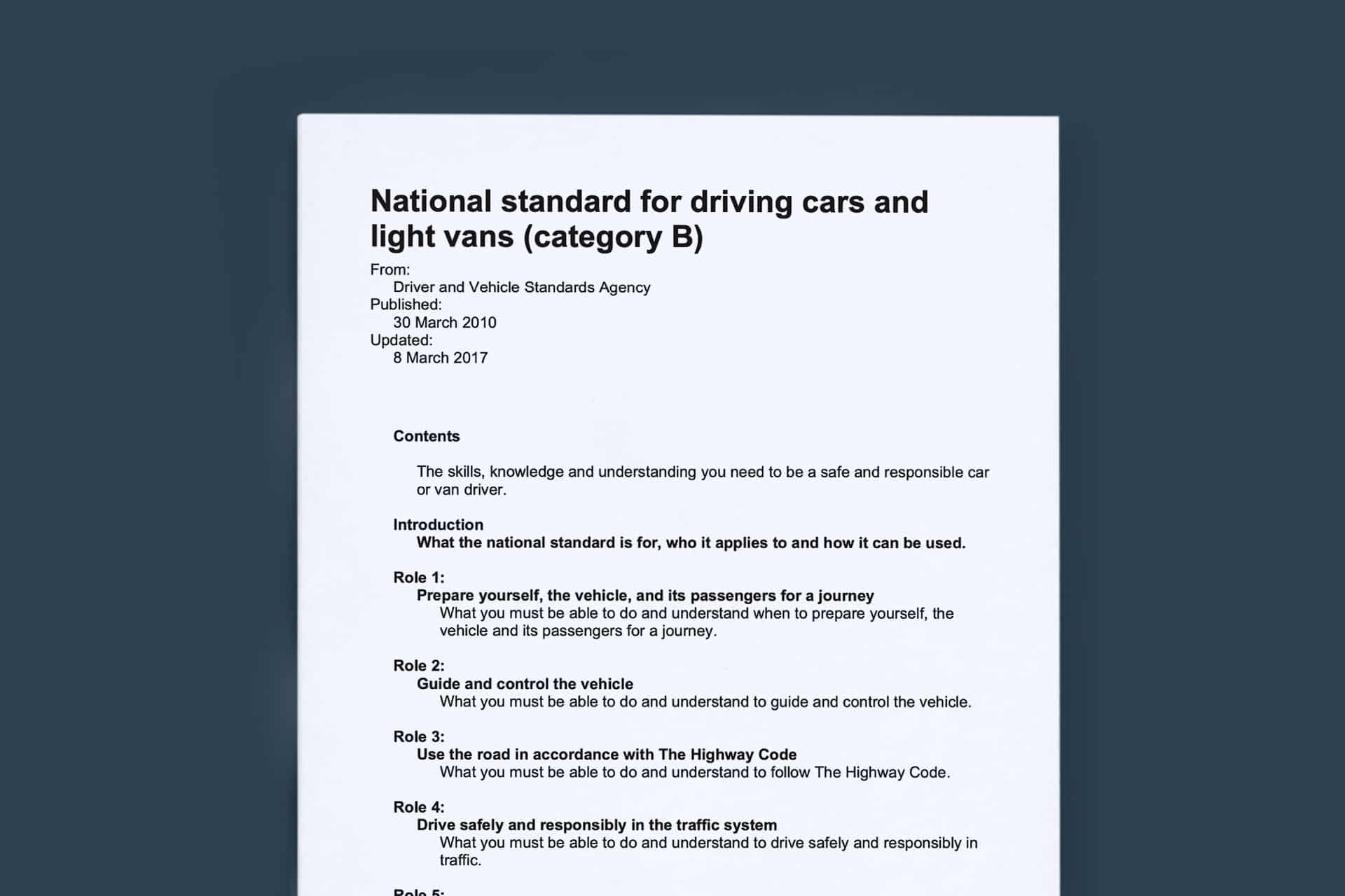 National Standard – Driving Cars and Light Vans